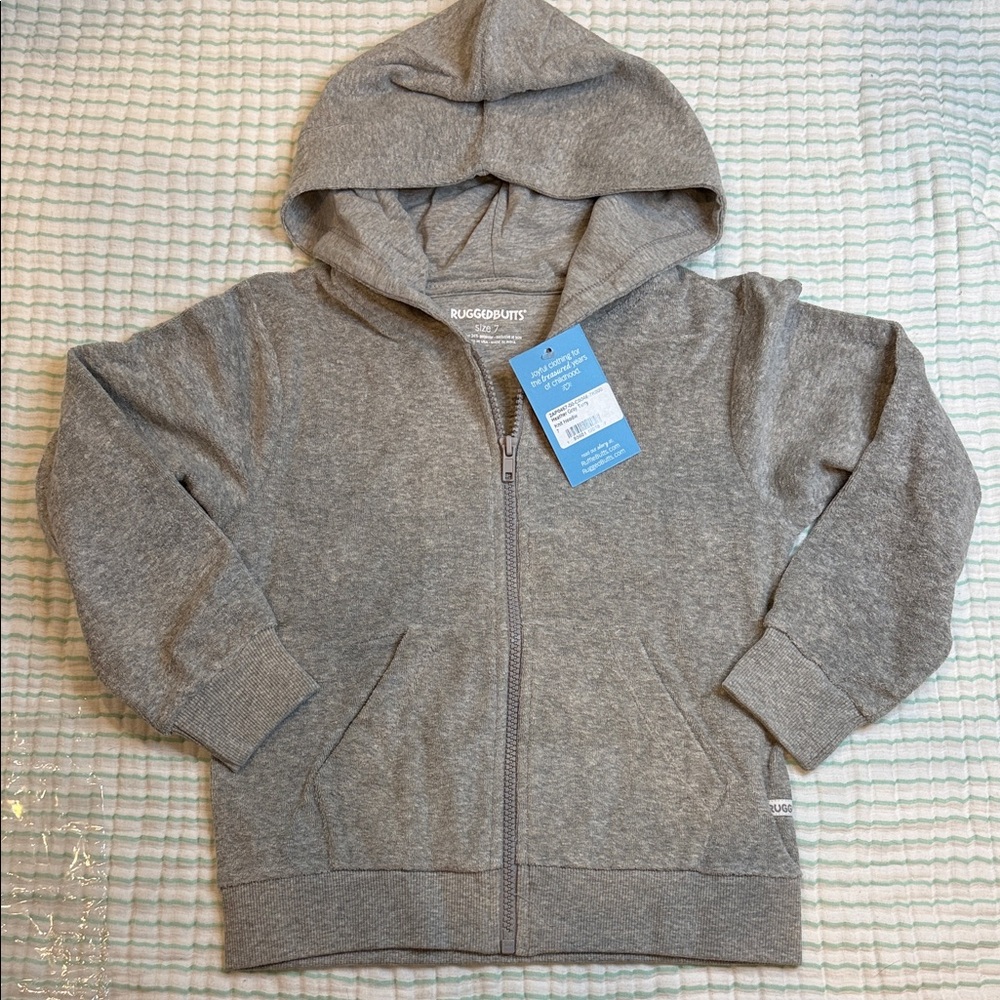 NWT Rugged Butts Knit Heather Gray Terry Zip Hoodie